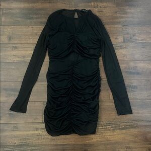 Sabora Black Mesh Detail Mini Dress